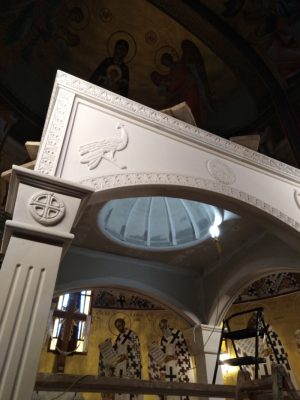 Επένδυση με γυψοσανίδες και κατασκευή τοποθέτηση τρούλου στον Ιερό Καθεδρικό Ναό Αγίου Νικολάου Καλαμαριας ()